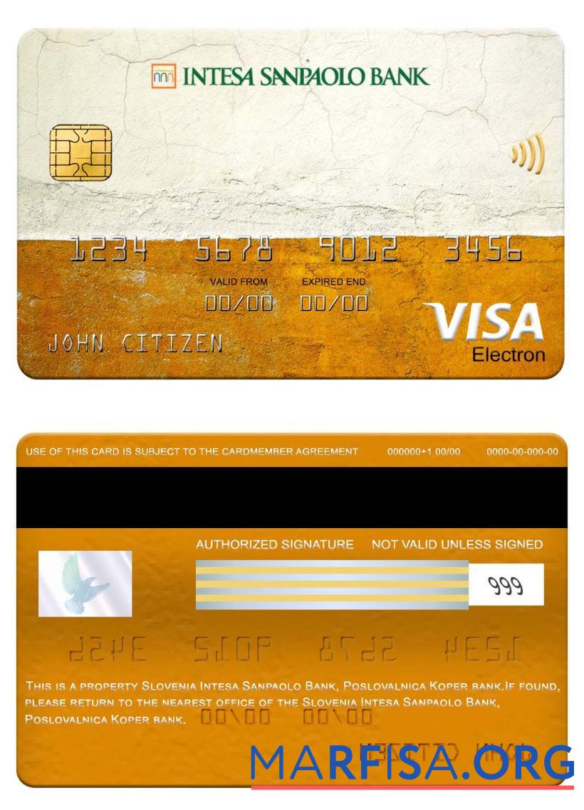 Blank Slovenia Intesa Sanpaolo Bank, Poslovalnica Koper bank visa elecron card example